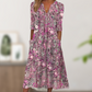 Casual damesjurk met bloemenprint, V-hals en losse pasvorm