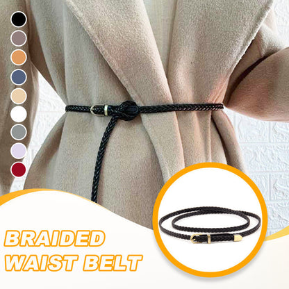 Damesriem van PU-leer met gevlochten tailleband en gesp van legering