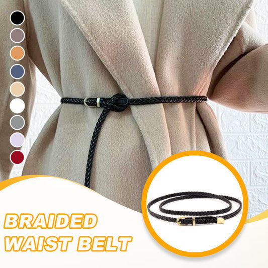 Damesriem van PU-leer met gevlochten tailleband en gesp van legering