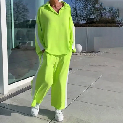 🌸Nieuwe collectie 49% KORTING💖 Kleurblokkerende casual top- en broekset