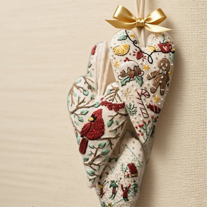 Hartvormig handgeborduurd kerstpakket