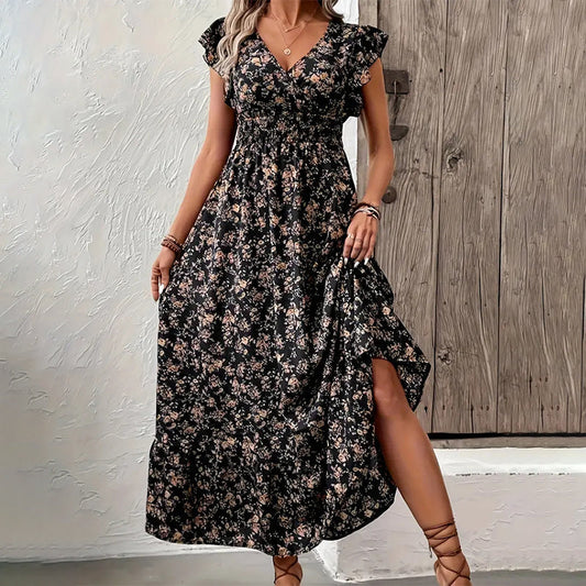 💃Tijdelijke aanbieding 2026 – 50% korting☀️ Luchtige maxi-jurk met V-hals en bloemenprint