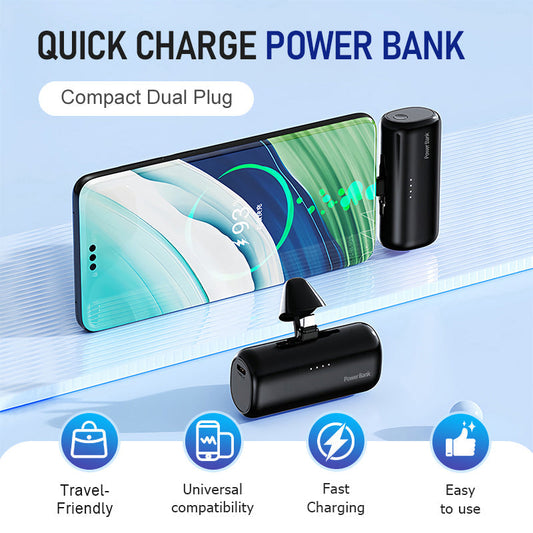 Compact Dual Plug Quick Charge Power Bank