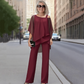 ⏳50% KORTING – Dames chiffon top met asymmetrisch design & wijde broek | 2-delige set
