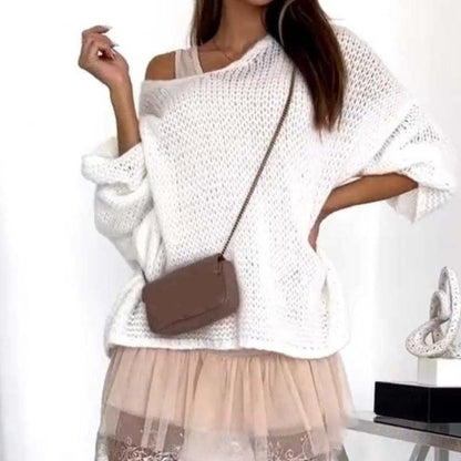 Comfortabele losse V-hals trui voor dames