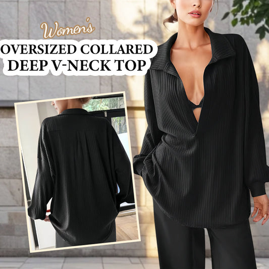 Oversized top met kraag en diepe V-hals voor dames