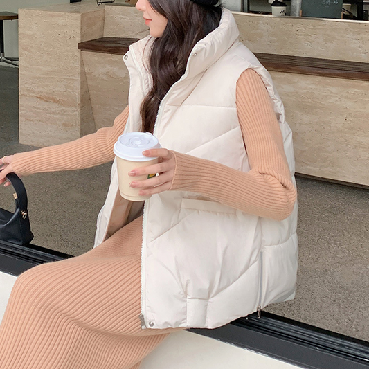 Dames vest met losse opstaande kraag