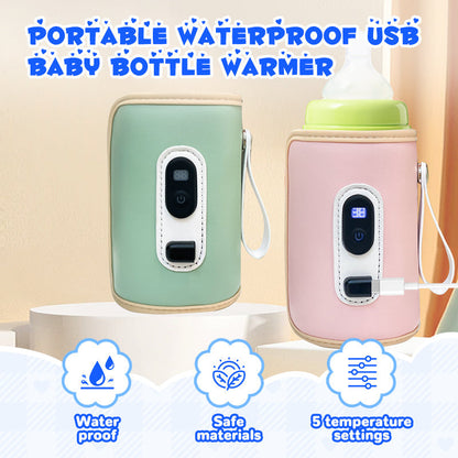 Draagbare waterdichte USB-babyflessenwarmer