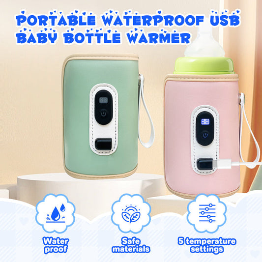 Draagbare waterdichte USB-babyflessenwarmer