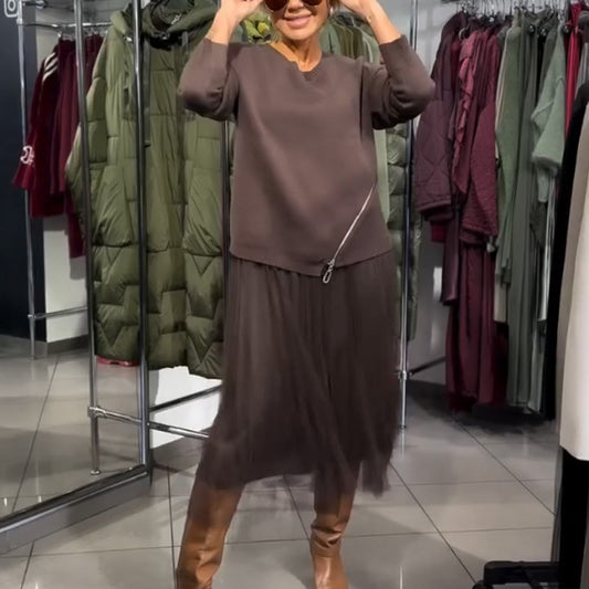 💖 50% KORTING! Romantische jurk van tricot en tule – vrouwelijke elegantie, perfect voor een date/avondje uit