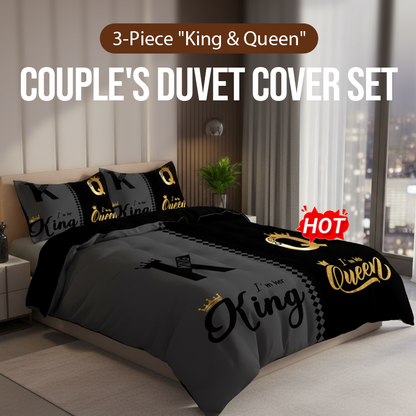 💥50% KORTING🔥 3-delige "King & Queen" dekbedovertrekset voor stellen - Elegant design & premium comfort✅✨