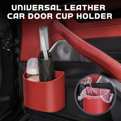 🥳2026 HOT SALE🥳💞50K+ VERKOCHT!🚗🧺 50% KORTING! Lederen autodeur bekerhouder – Brede opening, gemakkelijk bereikbaar voor drankjes en telefoon. Stevige clipbevestiging. Gemaakt van duurzaam PU-leer, sterk & stijlvol. 🛡️✨