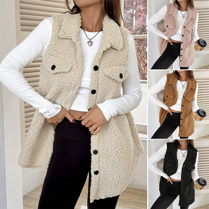 ✨Chic & Warm! Fuzzy Lange Dames Bodywarmer – Superzacht & Stijlvol❄️💖