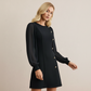 🔥Hete verkoop 50% korting🔥Elegante jurk met lange mouwen en asymmetrisch knoopdetail