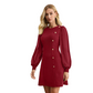 🔥Hete verkoop 50% korting🔥Elegante jurk met lange mouwen en asymmetrisch knoopdetail