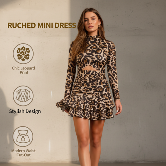 🔥50% KORTING💖 (Nieuwe collectie)! Damesrok met luipaardprint en ruches – Zacht en wild