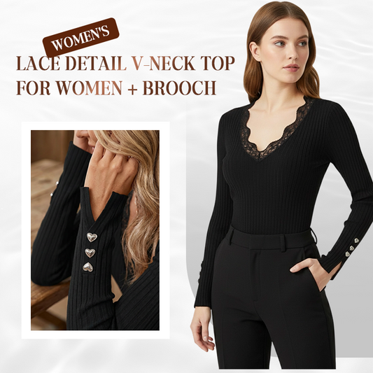 ✨Tijdelijke aanbieding⏰Voordeelpakket: Top met V-hals en kanten details voor dames