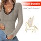 ✨Tijdelijke aanbieding⏰Voordeelpakket: Top met V-hals en kanten details voor dames