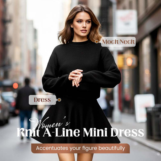 Damesjurk met hoge kraag, A-lijn en mini-lengt