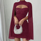 💃2026 Nieuwe collectie 50% korting💥Damesjurk met ribstof, cut-out en chiffon cape