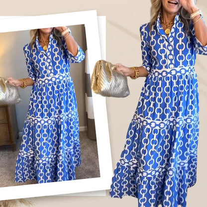 🎉Lenteaanbieding: 50% korting🌸 Maxi-jurk met V-hals voor dames met geometrische print