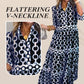 🎉Lenteaanbieding: 50% korting🌸 Maxi-jurk met V-hals voor dames met geometrische print