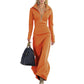 👗Maxi-jurk voor dames met halve rits en nauwsluitende pasvorm
