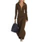 👗Maxi-jurk voor dames met halve rits en nauwsluitende pasvorm