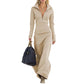 👗Maxi-jurk voor dames met halve rits en nauwsluitende pasvorm