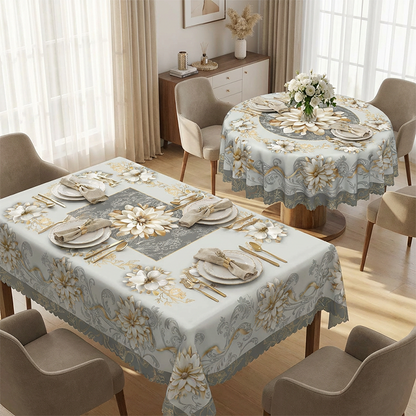 Elegant waterdicht tafelkleed met reliëf en bloemenmotief 💮
