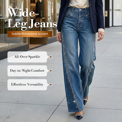 🎉 50% KORTING! 💥 Nieuwe collectie 2026 – Damesjeans met wijde pijpen en strass-steentjes voor een slanker, sprankelend silhouet ✨👖