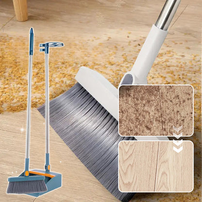 🔥Aanbieding: 50% korting!🏠Staande stoffer en blik set met 180° draaibare bezem
