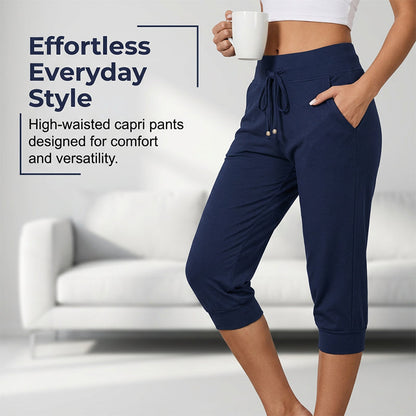 👖50% KORTING! 🔥Cropped joggingbroek met trekkoord in de taille – Zachte polyester, capri-lengte & zijzakken (6 kleuren, S–3XL) 👖🌸