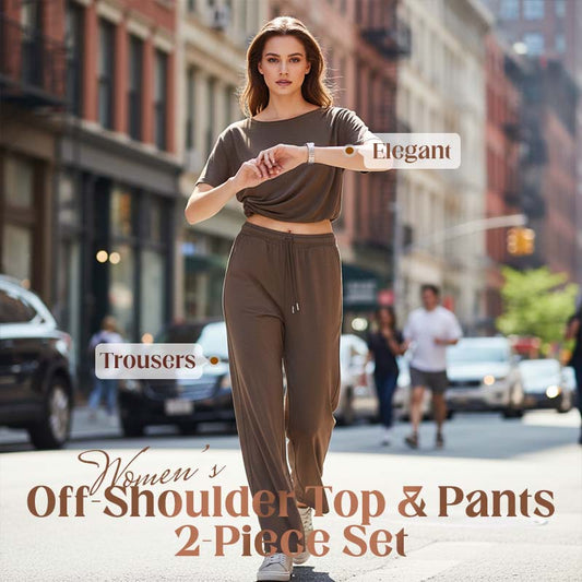 Dames 2-delige set – top met blote schouders en broek