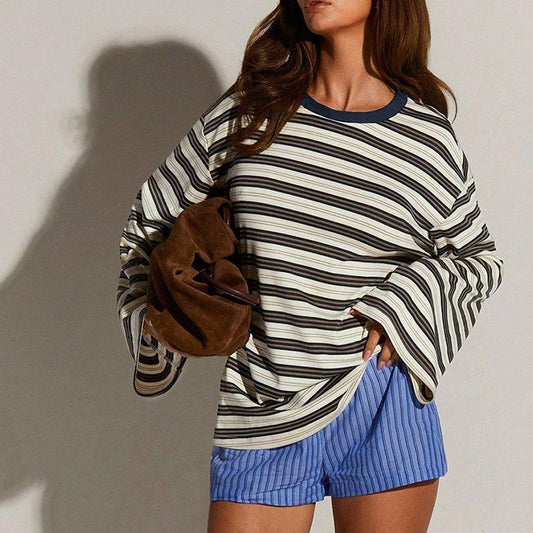 🔥50% KORTING🎉Casual oversized gestreepte top voor dames