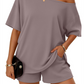 🌸 Tweedelige off-shoulder loungewearset voor dames ✨