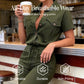 Dames Jumpsuit met Korte Mouwen en Knopen