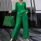 Casual tweedelige loungeset met V-hals voor dames