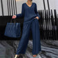 Casual tweedelige loungeset met V-hals voor dames
