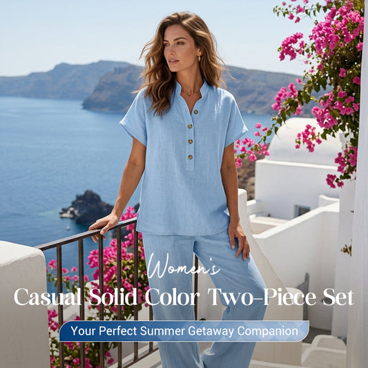 ⏰Casual tweedelige set voor dames in effen kleur👚👖