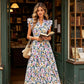 🌸50% KORTING!✨ Dames Bloemenprint Jurk met Vlindermouwen