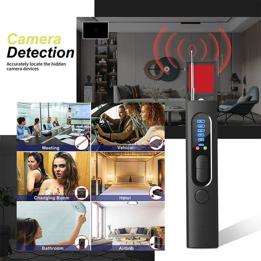 🕵️💀 50% KORTING! Gluurders, voyeurs en enge ex'en: jullie tijd is voorbij! Deze detector piept, flitst en trilt zodra hij een verborgen camera ruikt – zelfs door muren heen, zelfs in het donker!
