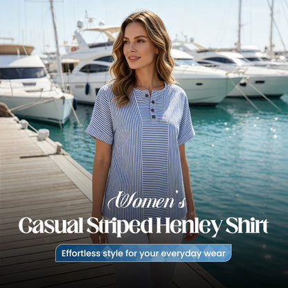 🎁2026 Nieuw binnen 50% KORTING💥👕 Gestreept Henley-Shirt – Comfortabel, Strijkvrij & Zacht voor Elke Dag ✨