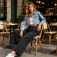 👖Casual cropped broek met wijde pijpen en zakken voor dames