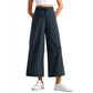 👖Casual cropped broek met wijde pijpen en zakken voor dames