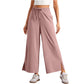 👖Casual cropped broek met wijde pijpen en zakken voor dames