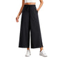 👖Casual cropped broek met wijde pijpen en zakken voor dames