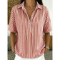 Dames Casual Gestreepte Blouse met Korte Mouwen