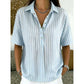 Dames Casual Gestreepte Blouse met Korte Mouwen