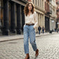 👖 Damesjeans met hoge taille en verkort model